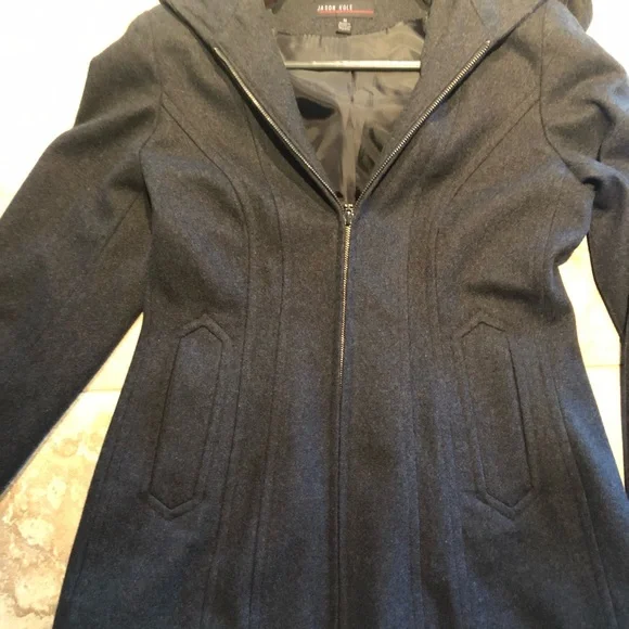 Jason Kole Wool Blend Zipper Women's Coat with hood and pockets - Picture 1 of 6